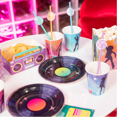 Retro Disco papírtányérok 18 cm | 6 darabos készlet Retro Disco papírtányérok 18 cm | 6 darabos készlet